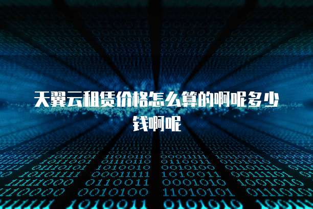 天翼云租赁价格怎么算的啊呢多少钱啊呢