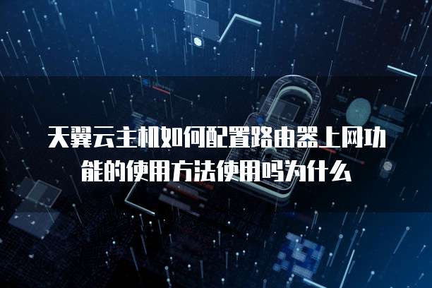天翼云主机如何配置路由器上网功能的使用方法使用吗为什么