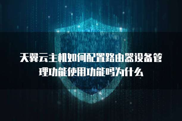 天翼云主机如何配置路由器设备管理功能使用功能吗为什么