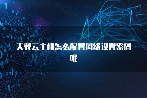 天翼云主机怎么配置网络设置密码呢