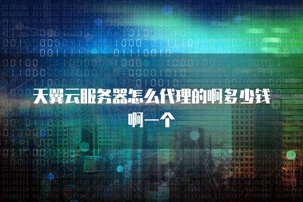 天翼云服务器怎么代理的啊多少钱啊一个