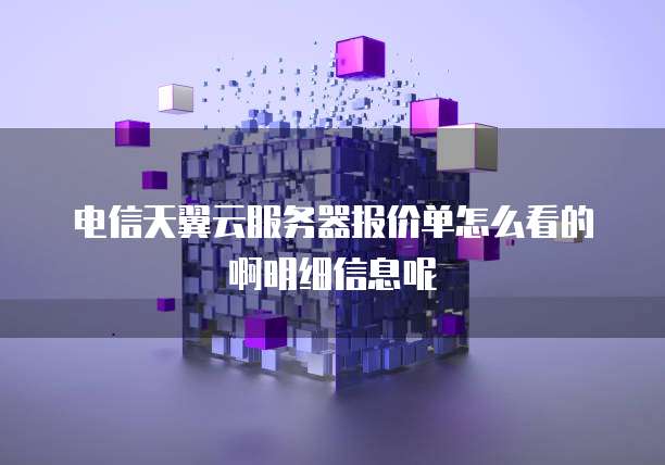 电信天翼云服务器报价单怎么看的啊明细信息呢