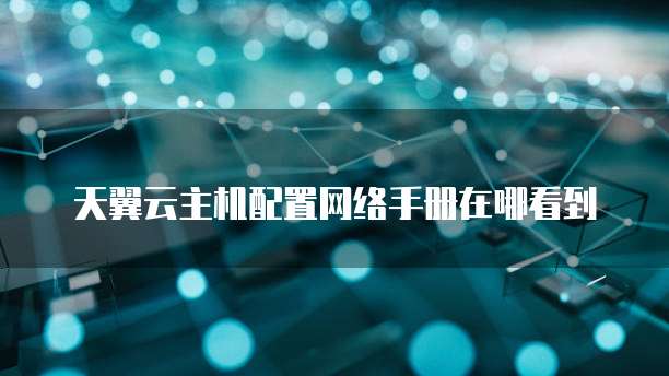 天翼云主机配置网络手册在哪看到