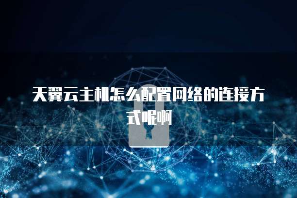 天翼云主机怎么配置网络的连接方式呢啊