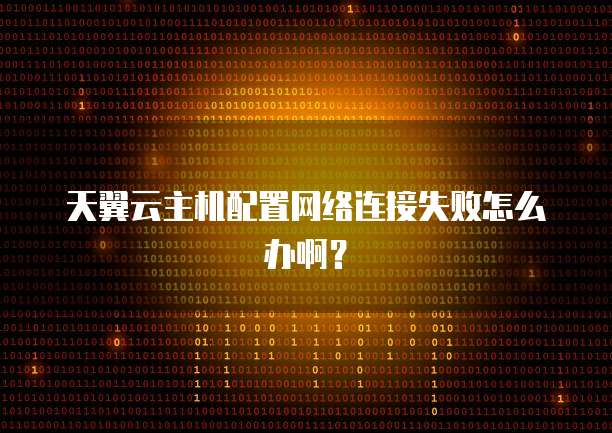 天翼云主机配置网络连接失败怎么办啊?