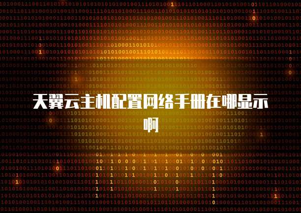 天翼云主机配置网络手册在哪显示啊
