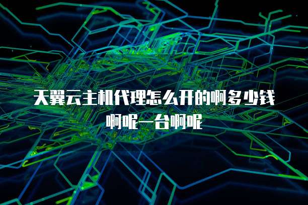 天翼云主机代理怎么开的啊多少钱啊呢一台啊呢