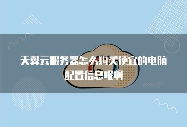 天翼云服务器怎么购买便宜的电脑配置信息呢啊