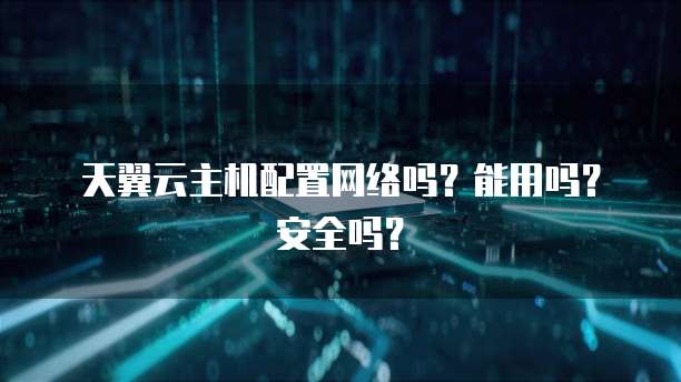 天翼云主机配置网络吗?能用吗?安全吗?
