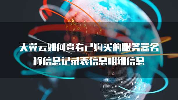 天翼云如何查看已购买的服务器名称信息记录表信息明细信息
