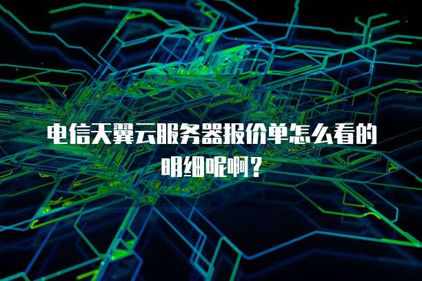 电信天翼云服务器报价单怎么看的明细呢啊?