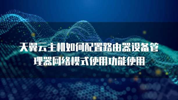 天翼云主机如何配置路由器设备管理器网络模式使用功能使用