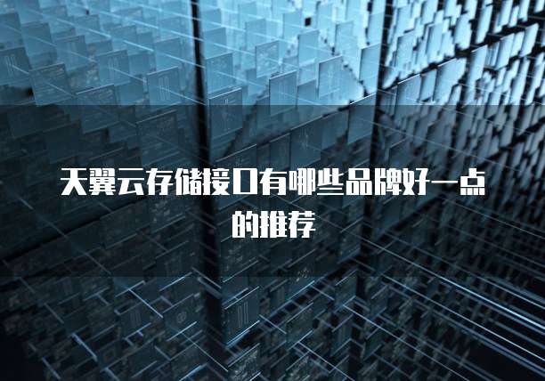 天翼云存储接口有哪些品牌好一点的推荐