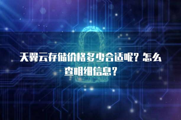 天翼云存储价格多少合适呢?怎么查明细信息?
