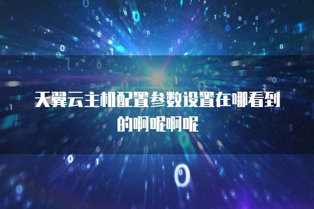 天翼云主机配置参数设置在哪看到的啊呢啊呢