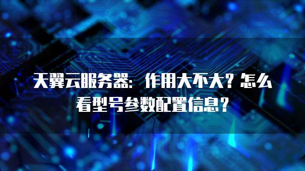 天翼云服务器:作用大不大?怎么看型号参数配置信息?