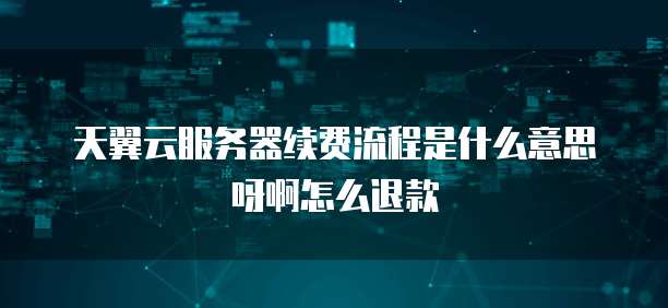 天翼云服务器续费流程是什么意思呀啊怎么退款