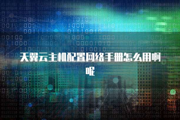 天翼云主机配置网络手册怎么用啊呢