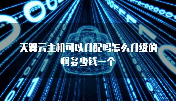 天翼云主机可以升配吗怎么升级的啊多少钱一个