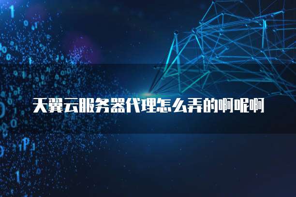 天翼云服务器代理怎么弄的啊呢啊
