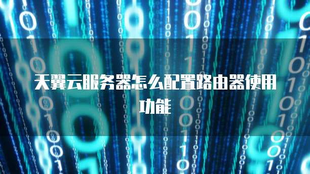 天翼云服务器怎么配置路由器使用功能