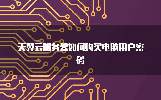 天翼云服务器如何购买电脑用户密码