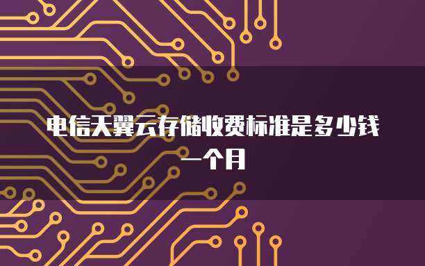 电信天翼云存储收费标准是多少钱一个月