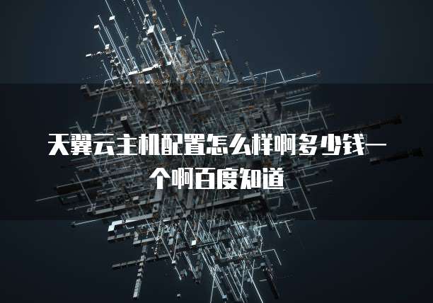天翼云主机配置怎么样啊多少钱一个啊百度知道