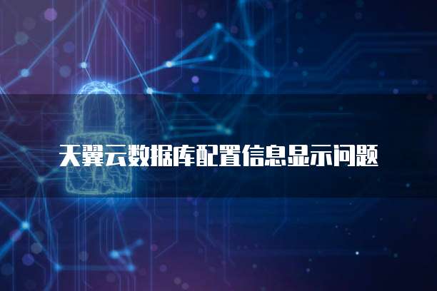 天翼云数据库配置信息显示问题