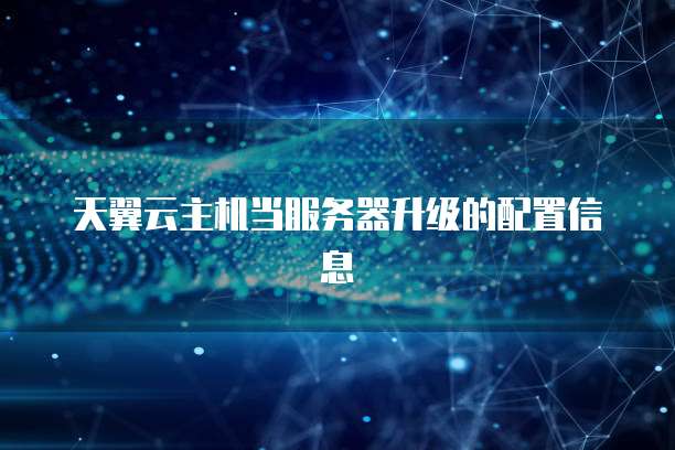天翼云主机当服务器升级的配置信息
