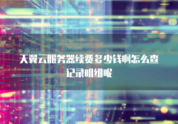 天翼云服务器续费多少钱啊怎么查记录明细呢