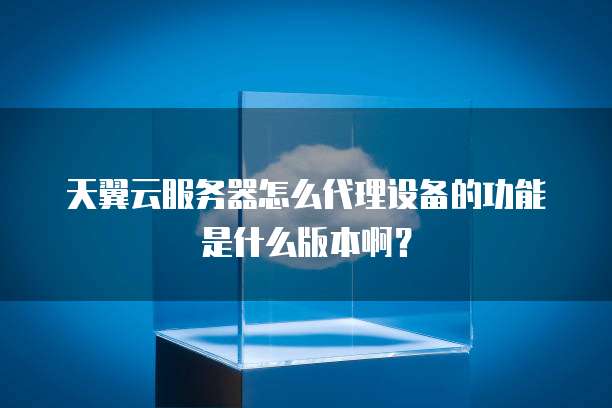 天翼云服务器怎么代理设备的功能是什么版本啊?