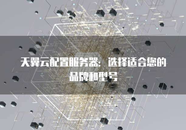 天翼云配置服务器:选择适合您的品牌和型号