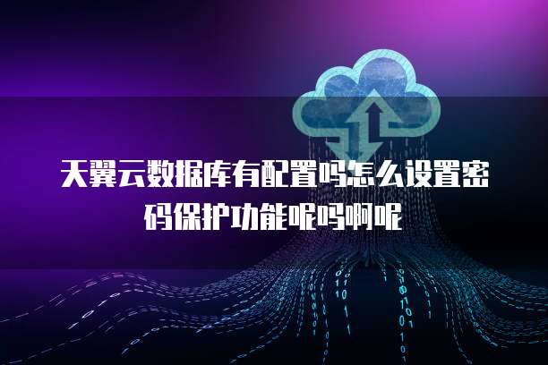 天翼云数据库有配置吗怎么设置密码保护功能呢吗啊呢