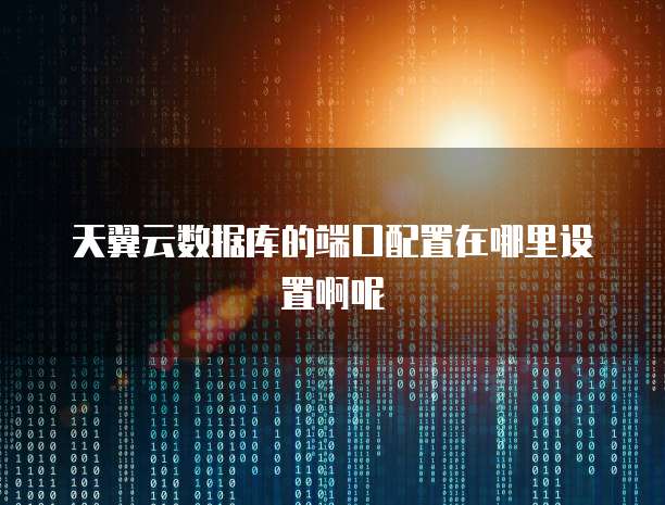 天翼云数据库的端口配置在哪里设置啊呢