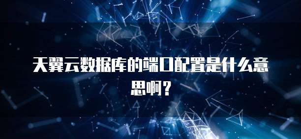 天翼云数据库的端口配置是什么意思啊?