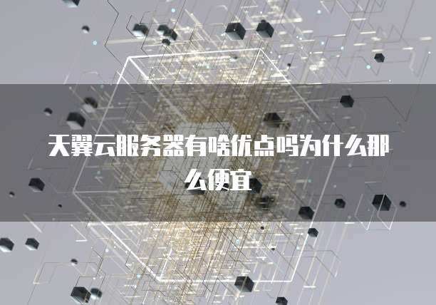 天翼云服务器有啥优点吗为什么那么便宜