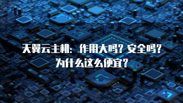 天翼云主机:作用大吗?安全吗?为什么这么便宜?