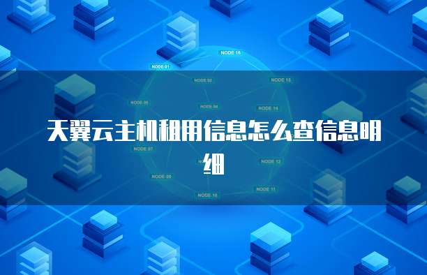 天翼云主机租用信息怎么查信息明细