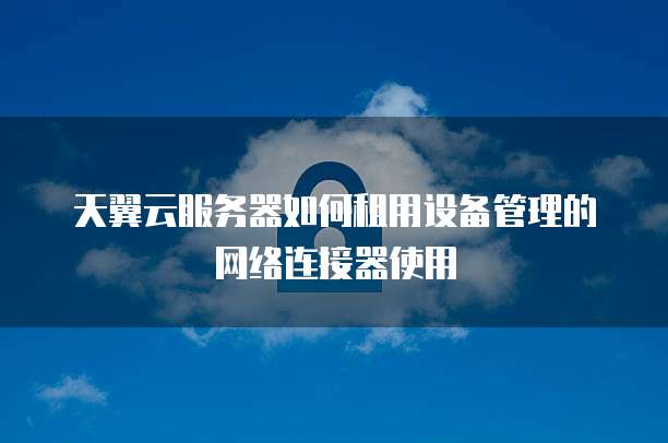 天翼云服务器如何租用设备管理的网络连接器使用