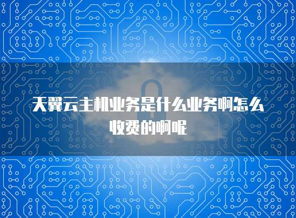 天翼云主机业务是什么业务啊怎么收费的啊呢