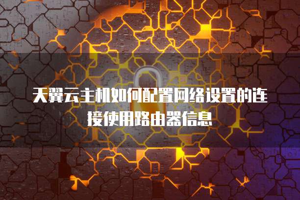 天翼云主机如何配置网络设置的连接使用路由器信息