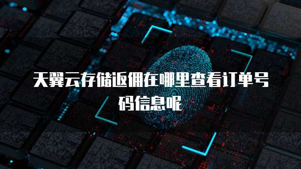 天翼云存储返佣在哪里查看订单号码信息呢