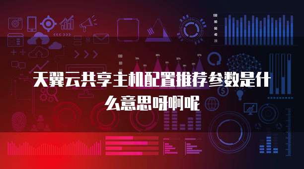 天翼云共享主机配置推荐参数是什么意思呀啊呢