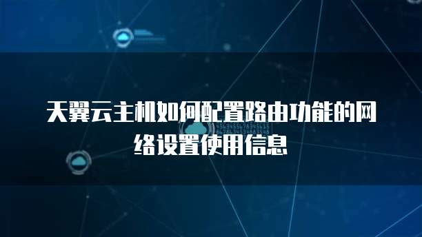 天翼云主机如何配置路由功能的网络设置使用信息