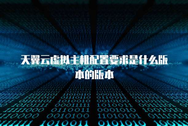 天翼云虚拟主机配置要求是什么版本的版本
