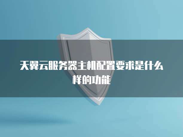 天翼云服务器主机配置要求是什么样的功能