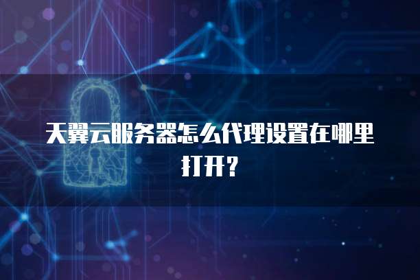 天翼云服务器怎么代理设置在哪里打开?