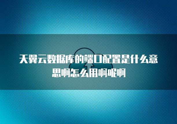 天翼云数据库的端口配置是什么意思啊怎么用啊呢啊