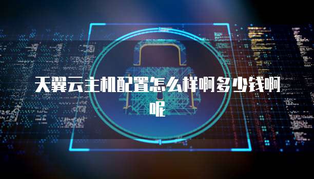 天翼云主机配置怎么样啊多少钱啊呢